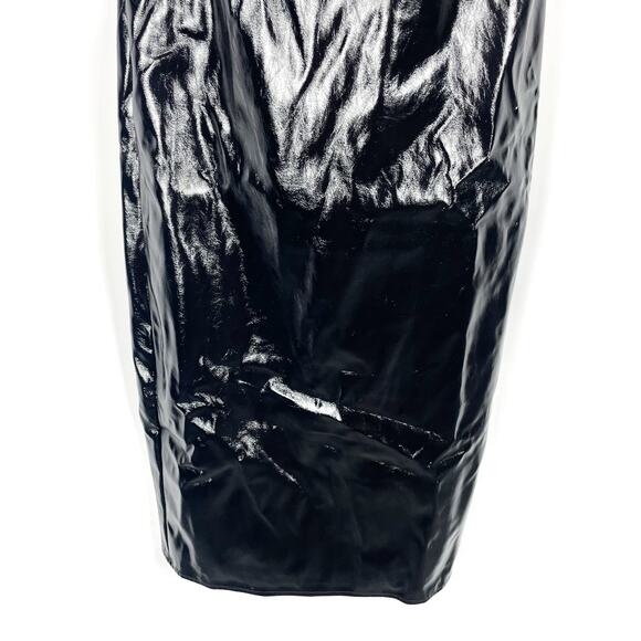 Superdown Julia Faux Leather Midi Dress Black Bust Cutout Glossy Strapless Sz XS - Picture 8 of 13